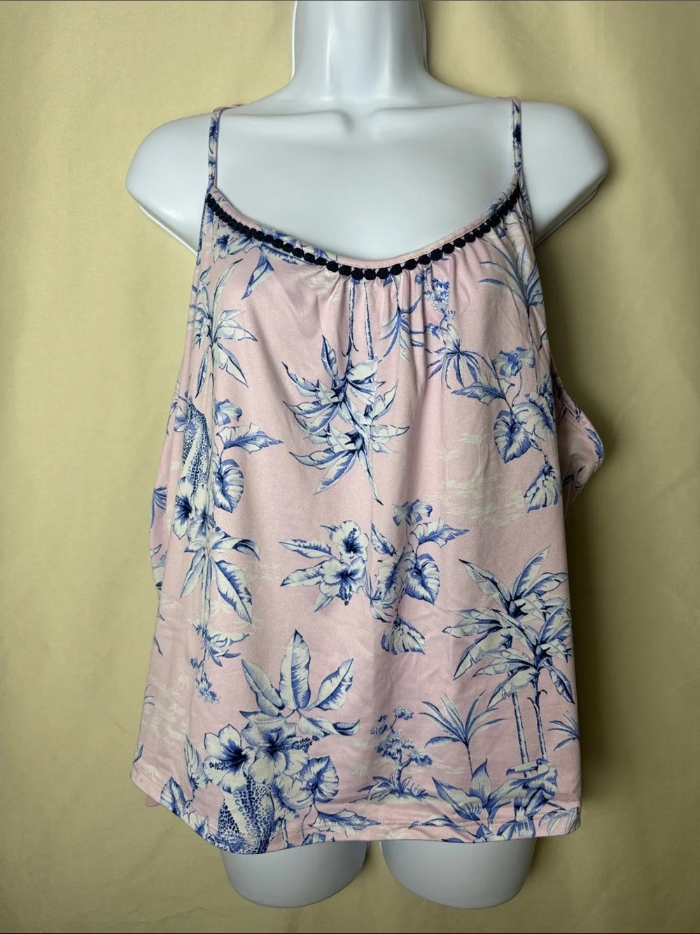 Secret Treasures Pink & Blue Floral Lace-Trim Cami Set